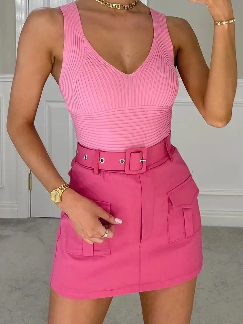 High Waist Mini Pocket Skirt